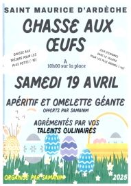 Chasse aux oeufs samedi 19 avril 2025